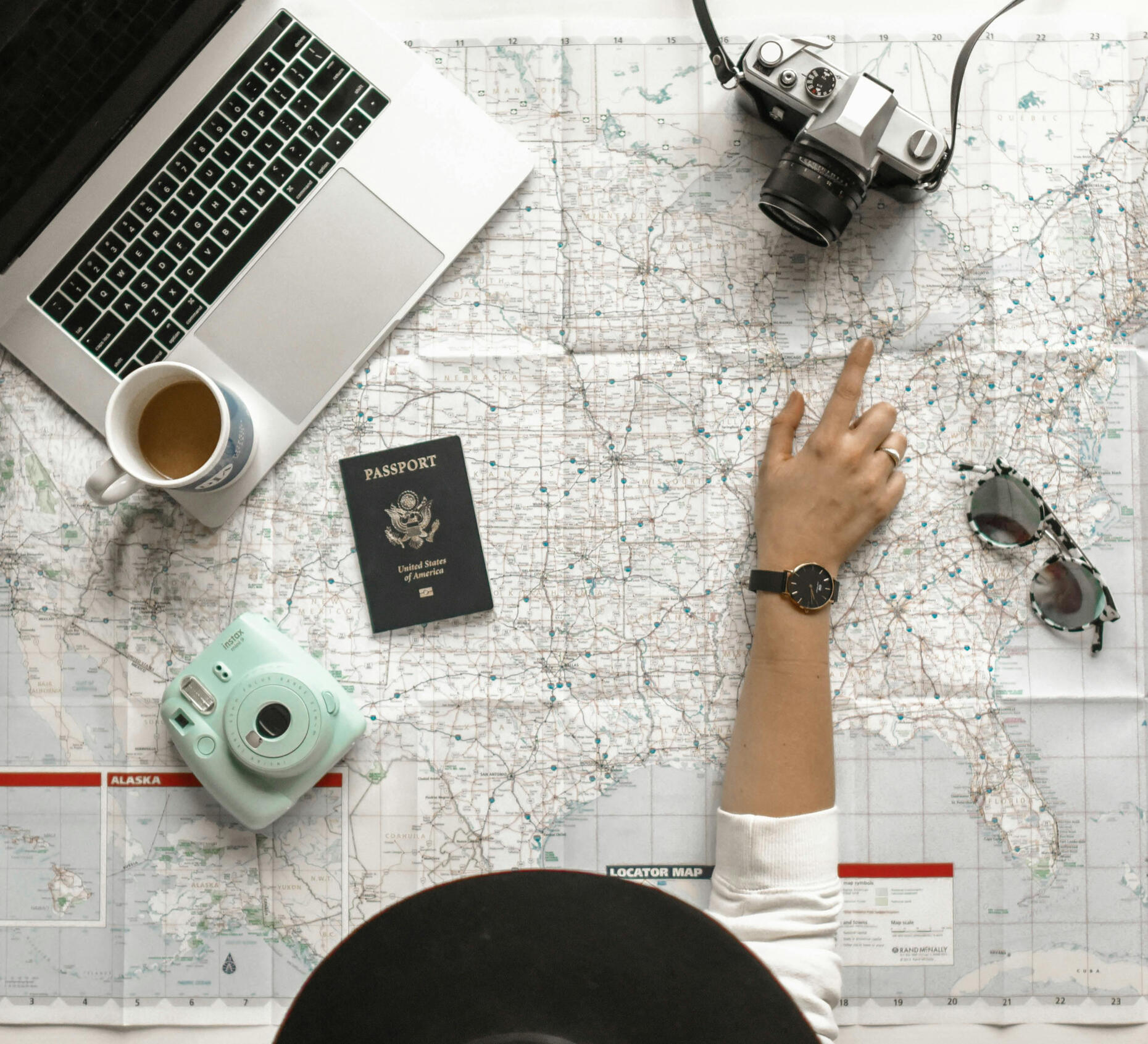 Woman planning travel route for visa application